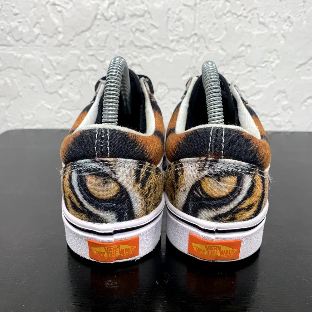 VANS Old Skool Shoes Kids Size 3 Tiger Leopard Skateboarding Sneakers
